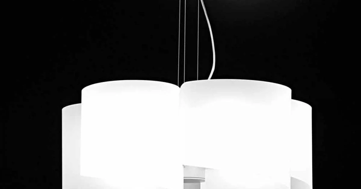 Selene Papiro lampada a sospensione bianca in cristallo Ø65 x H 140 cm