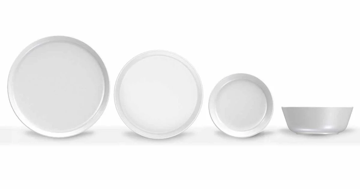 Servizio di Piatti Moderni Bianchi di Design in Porcellana 24 Pezzi - Artico