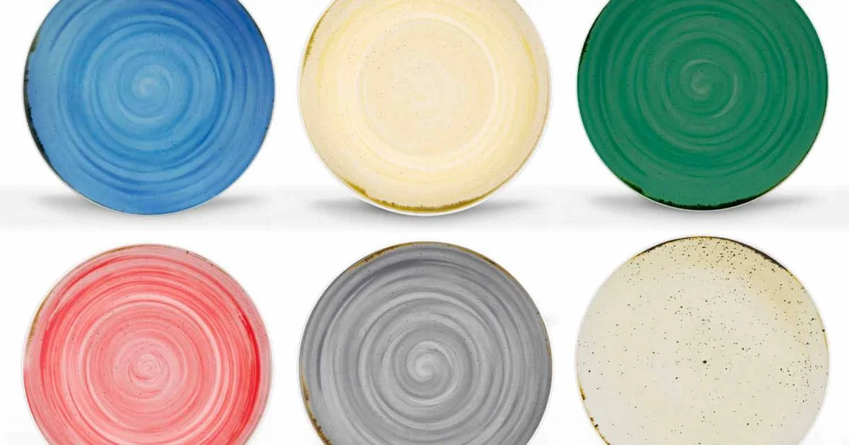 Servizio Piatti Pranzo Colorati e Moderni in Porcellana 18 Pezzi - Rurolo