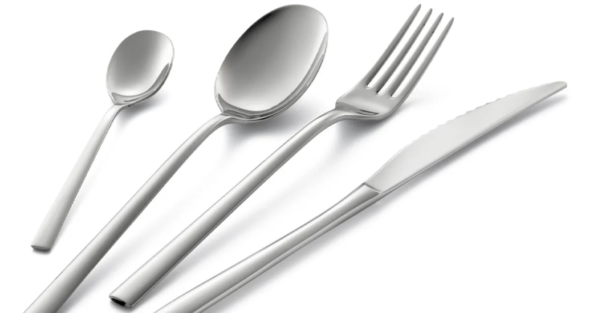 Servizio Posate in Acciaio Inox Lucido Design Squadrato 24 Pezzi - Bumbun