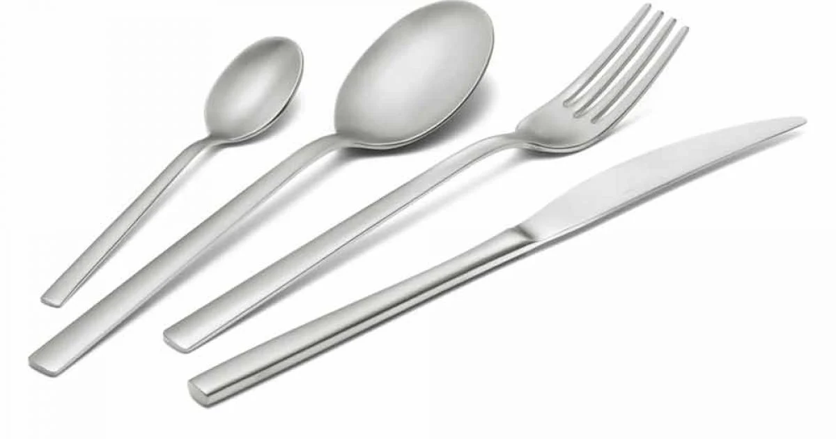 Servizio Posate in Acciaio Inox Sabbiato 24 Pezzi di Design Elegante - Ronfo