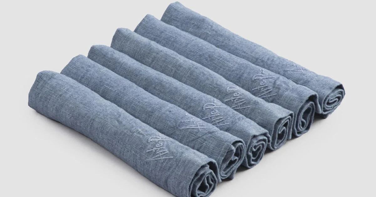 Servizio Tovaglioli in Lino Elegante e Bordo Piega, 6 Pezzi Colorati - Onestini
