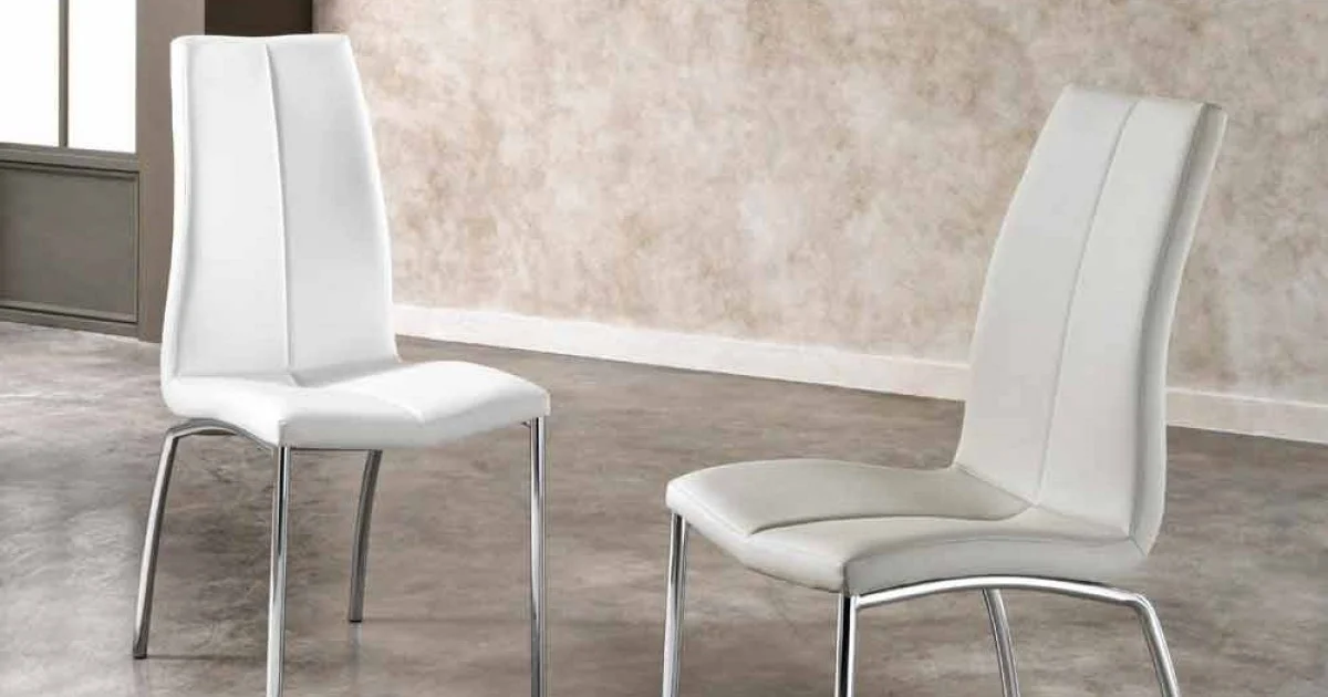 Set 4 sedie design moderno in ecopelle e metallo cromato - Alba