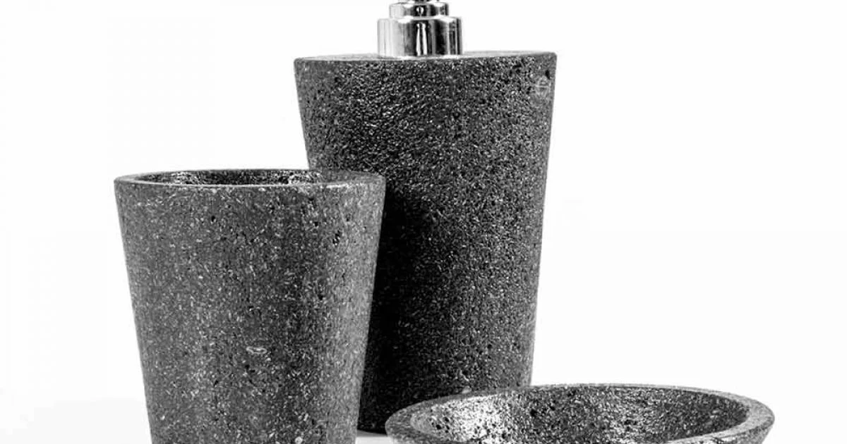 Set accessori per bagno moderni in pietra lavica Montiano
