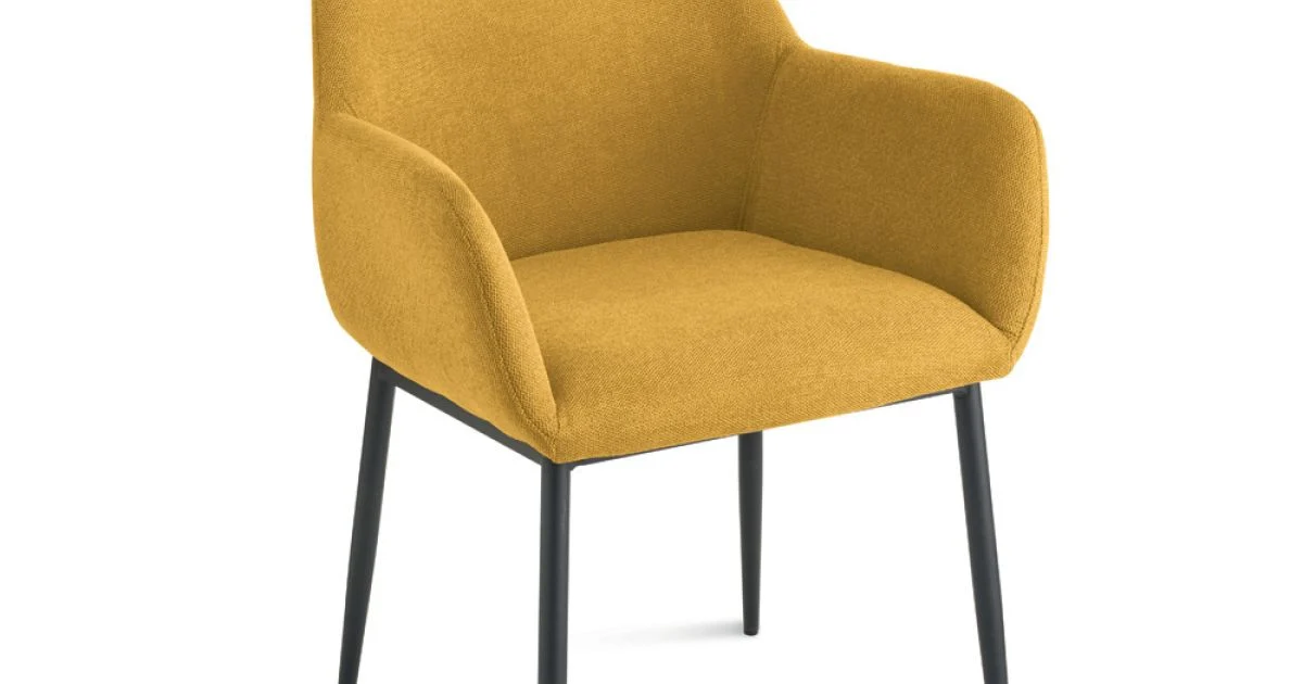 Set di 2 Poltroncine Imbottite in Tessuto Colorato e Struttura in Metallo - Valeria