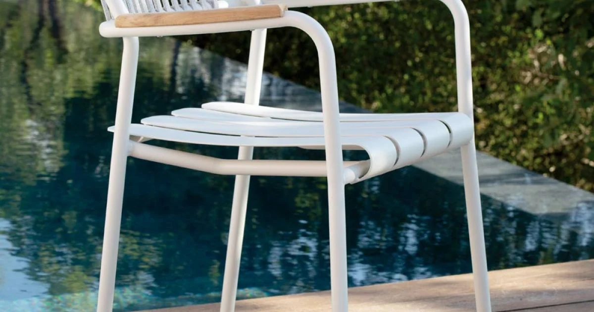 Set di 2 Poltrone da Giardino in Alluminio e Schienale in Corda - Risplendente