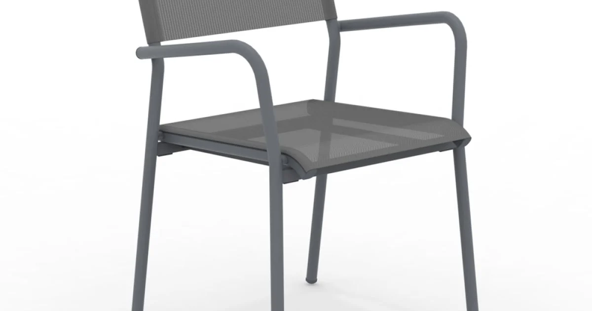 Set di 4 Sedie da Giardino in Alluminio e Batyline - Lucente