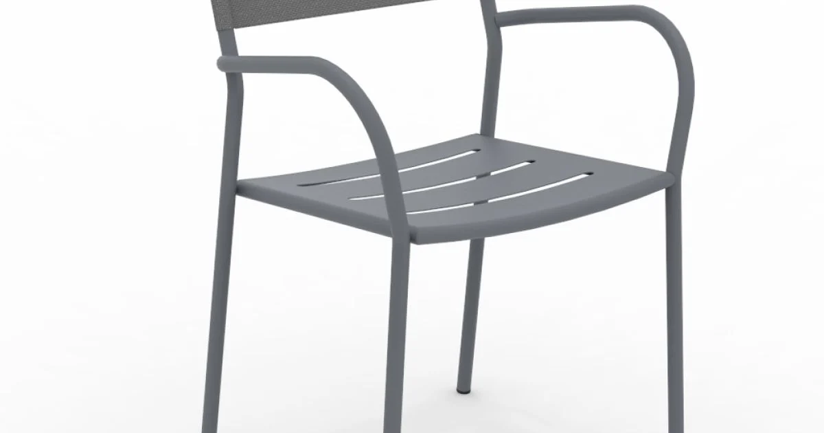 Set di 4 Sedie da Giardino in Metallo Zincato e Batyline - Prestigio