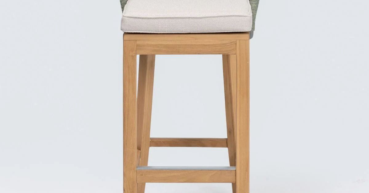Sgabello Alto da Bar Realizzato in Teak Naturale con Cuscino - Sponda