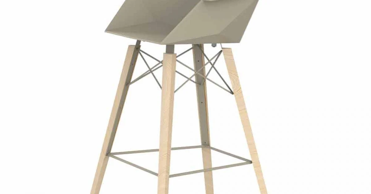 Sgabello Bar con Braccioli in Legno e Plastica Vari Colori - Faz Wood by Vondom