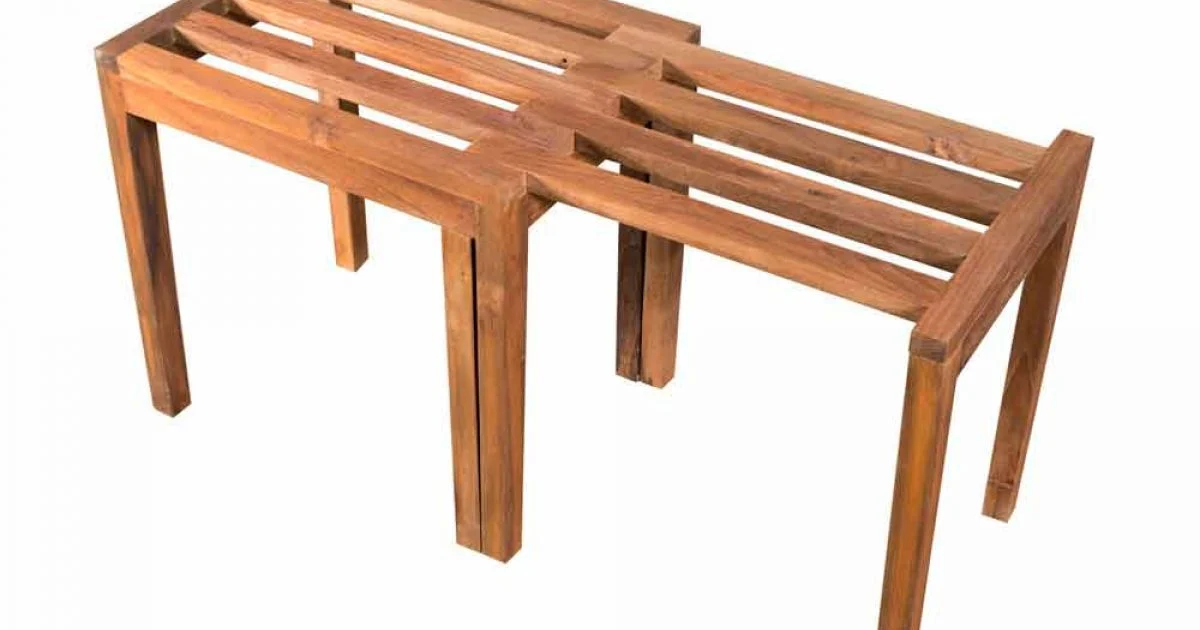 Sgabello Basso Allungabile in Legno di Teak Finitura Naturale - Pomino