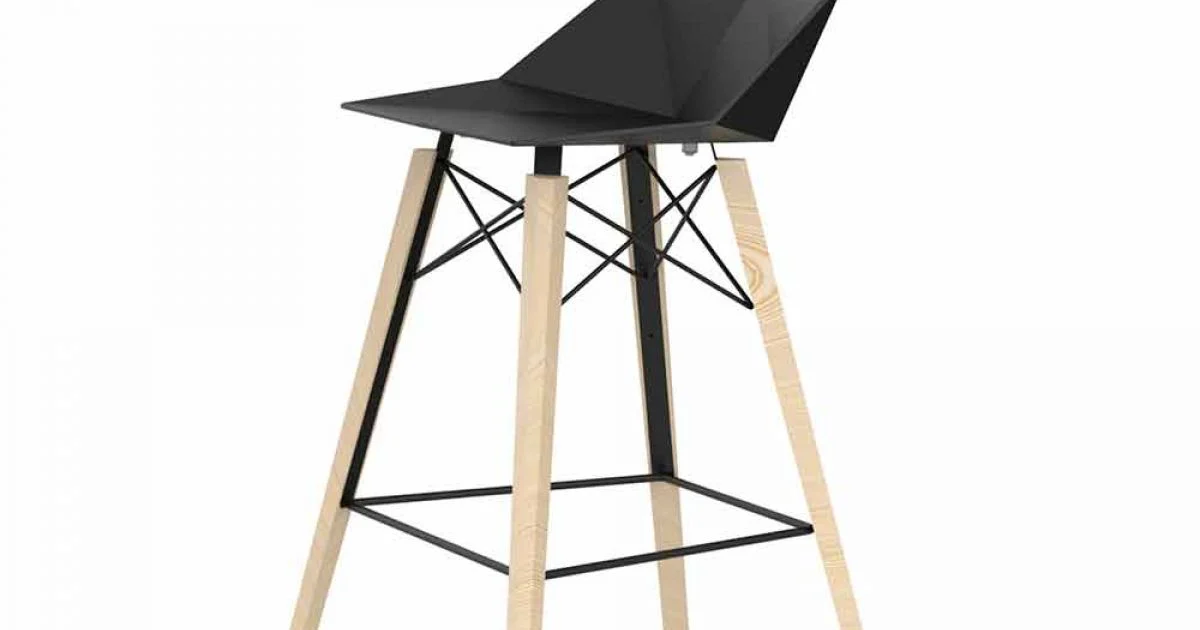 Sgabello da Bar per Interni in Legno e Plastica Vari Colori - Faz Wood by Vondom