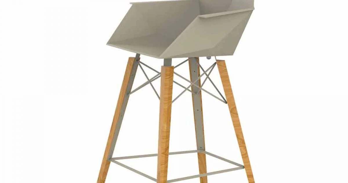 Sgabello da Cucina con Braccioli in Legno e Plastica - Faz Wood by Vondom