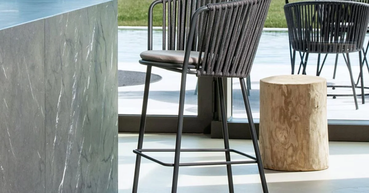 Sgabello da Giardino in Acciaio Inox e Schienale in Corda - Luxura