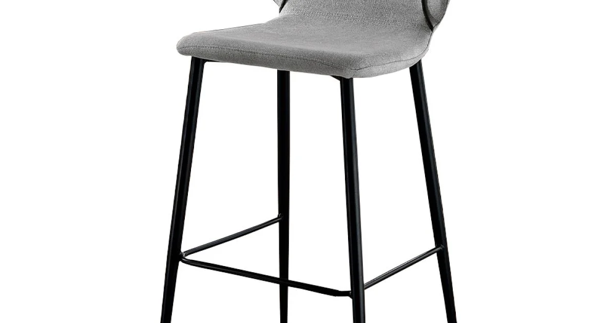 Sgabello da Salotto Design in Tessuto con Bordino e Metallo Antracite - Scarat
