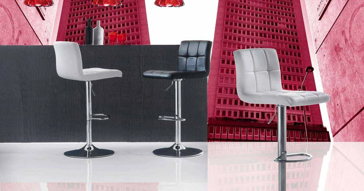 Sgabello Design Moderno Alzabile, Sedile in Ecopelle - Delfina