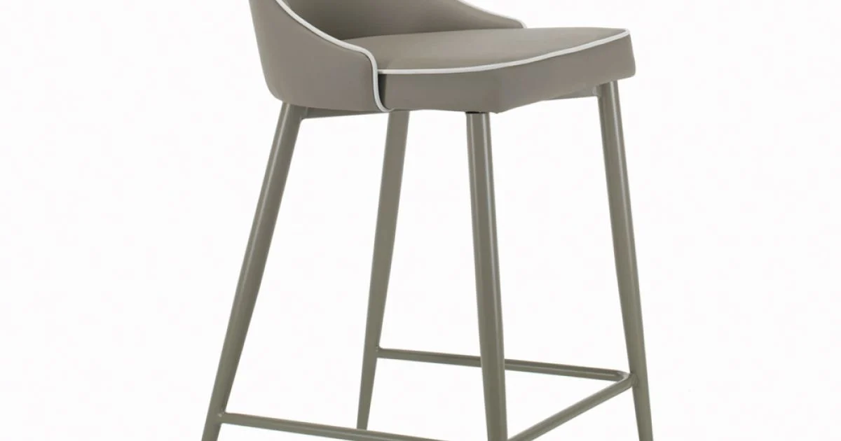 Sgabello Fisso con Gambe in Acciaio e Seduta Rivestita Made in Italy - Genova