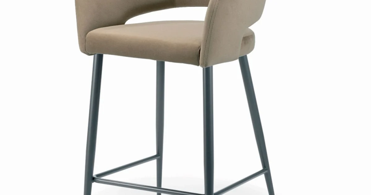 Sgabello Fisso con Seduta in Velluto e Base in Acciaio Made in Italy - Alassio