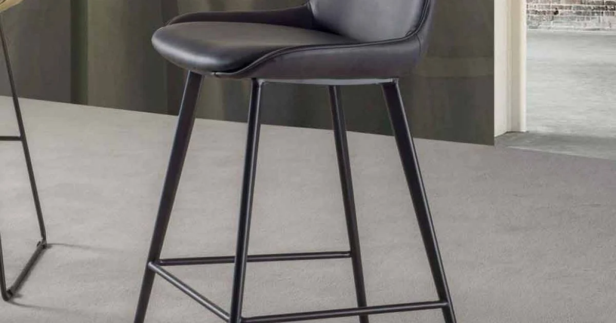 Sgabello Fisso Moderno con Seduta in Ecopelle H 65 cm - Ines