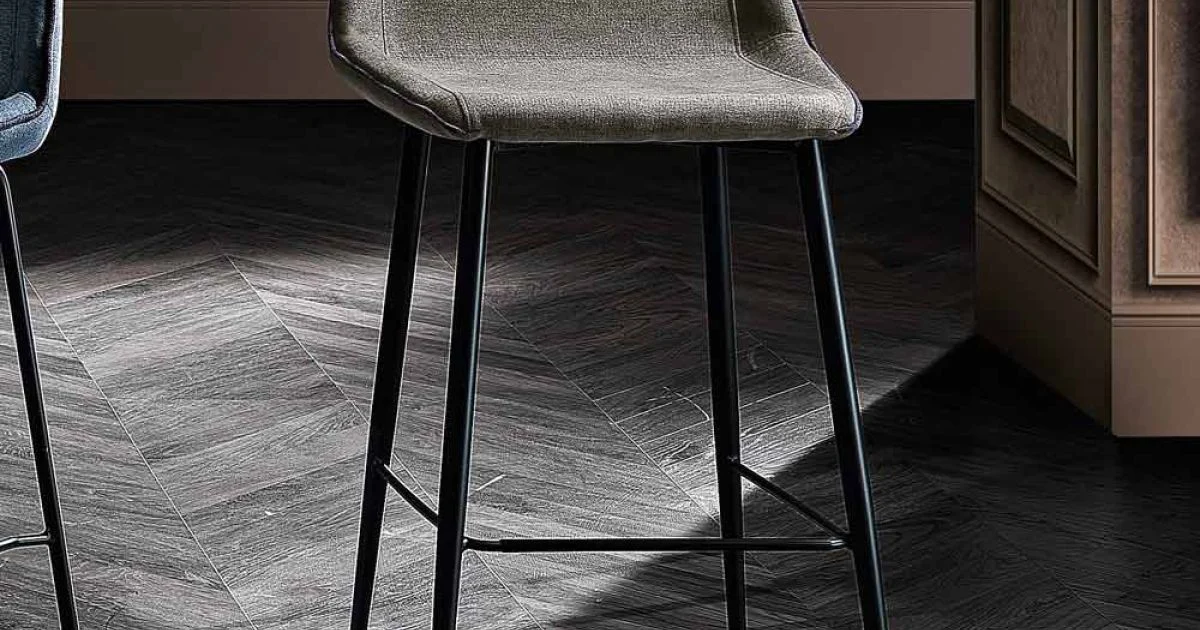 Sgabello in Tessuto e Metallo Antracite Design Made in Italy- Marianet