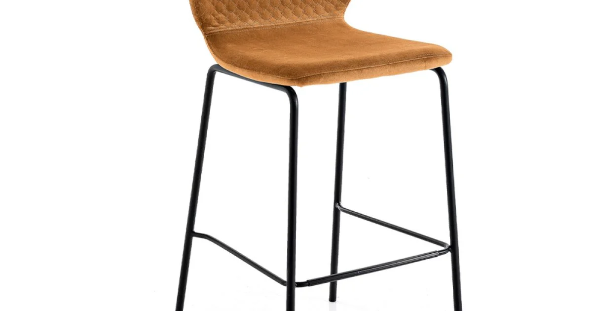 Sgabello Moderno da Cucina in Velluto Trapuntato Colorato di Design - Scarat