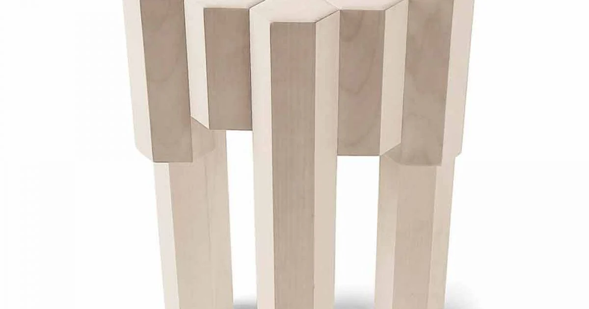 Sgabello/tavolino in legno massello di design, L38xP38 cm, Begga