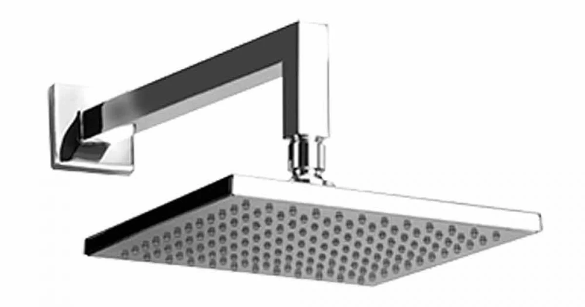 Soffione Quadrato in Acciaio con Braccio Doccia in Ottone Made in Italy - Sespo