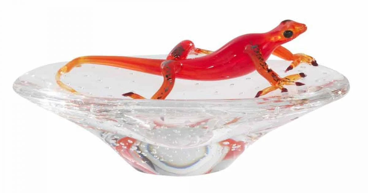 Soprammobile Decorativo in Vetro Trasparente e Rosso Made in Italy - Sossio