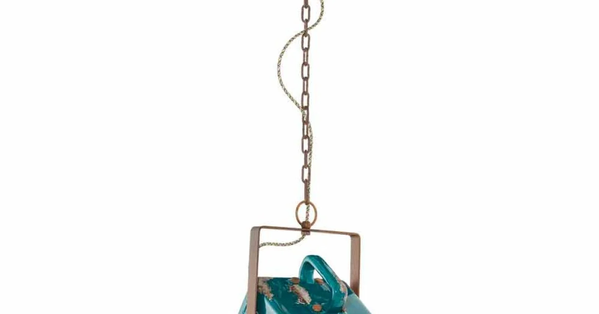 Sospensione a faretto design vintage in ceramica e ferro Allie