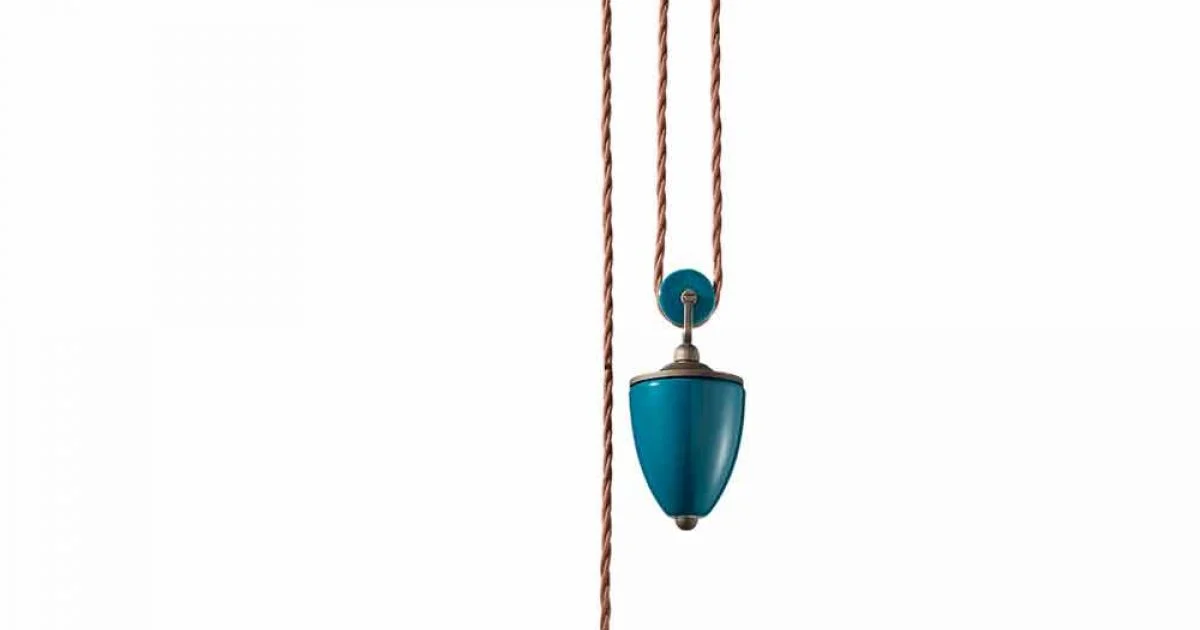 Sospensione saliscendi in ceramica e ottone anticato Britney Ferroluce