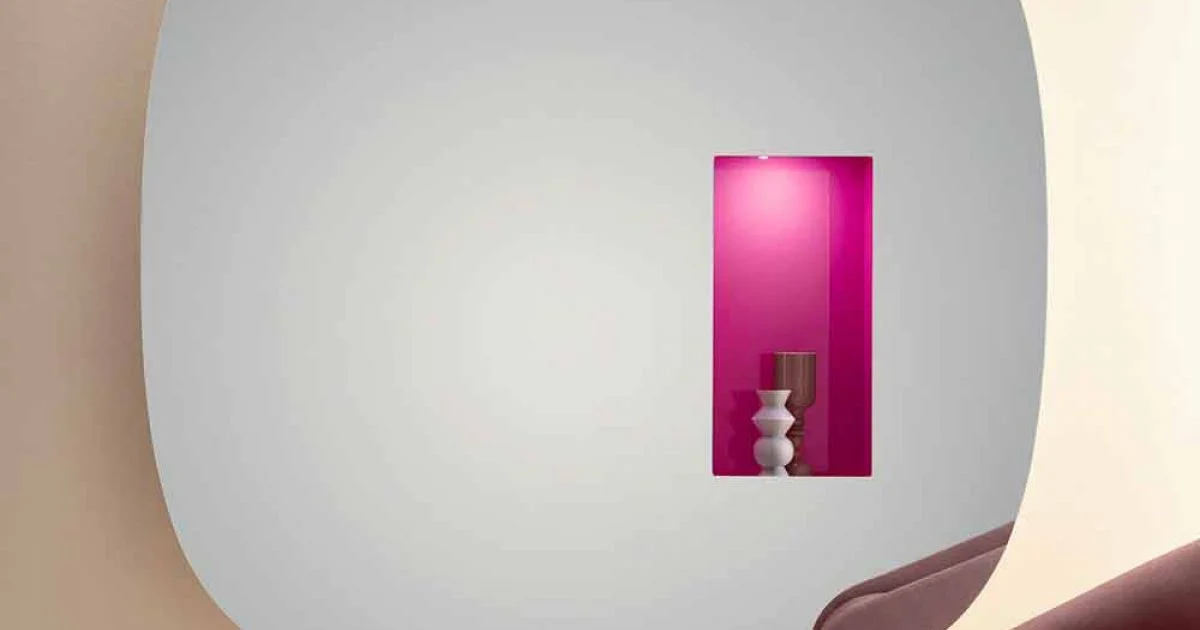 Specchiera a Parete con Luce Led e Vano Rosa Design Lusso Made in Italy - Matrix