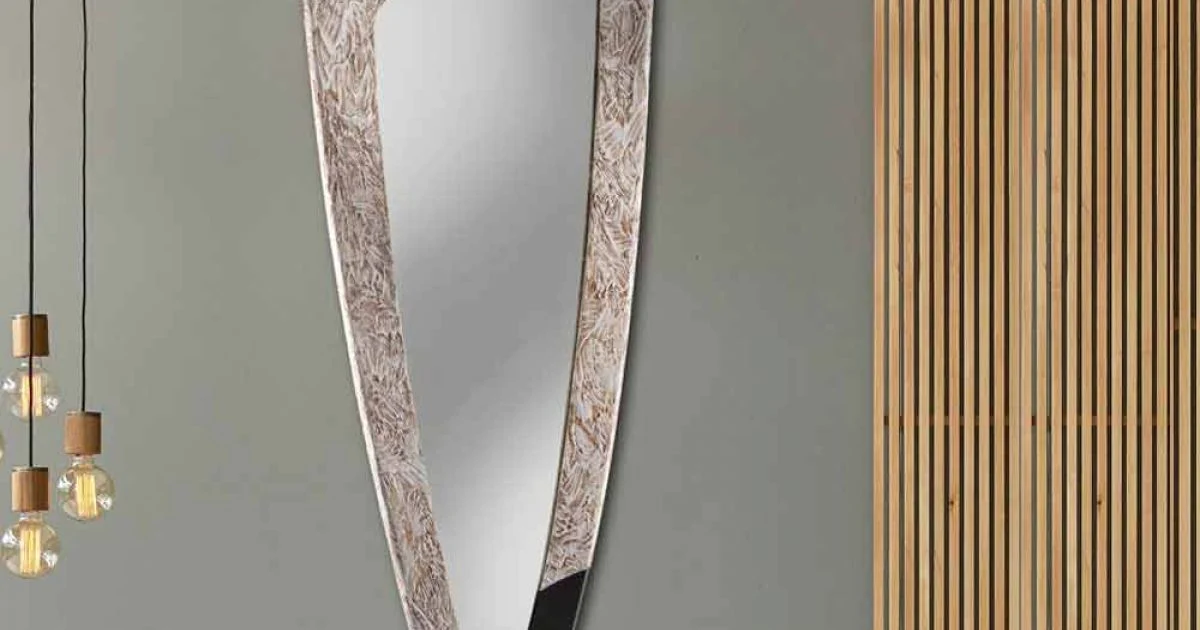 Specchiera da parete moderna in foglia argento fatta in Italia Urbino