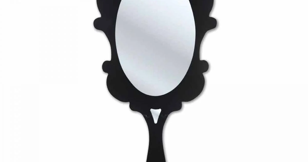Specchiera da parete nera con cornice decorata Neve made in Italia