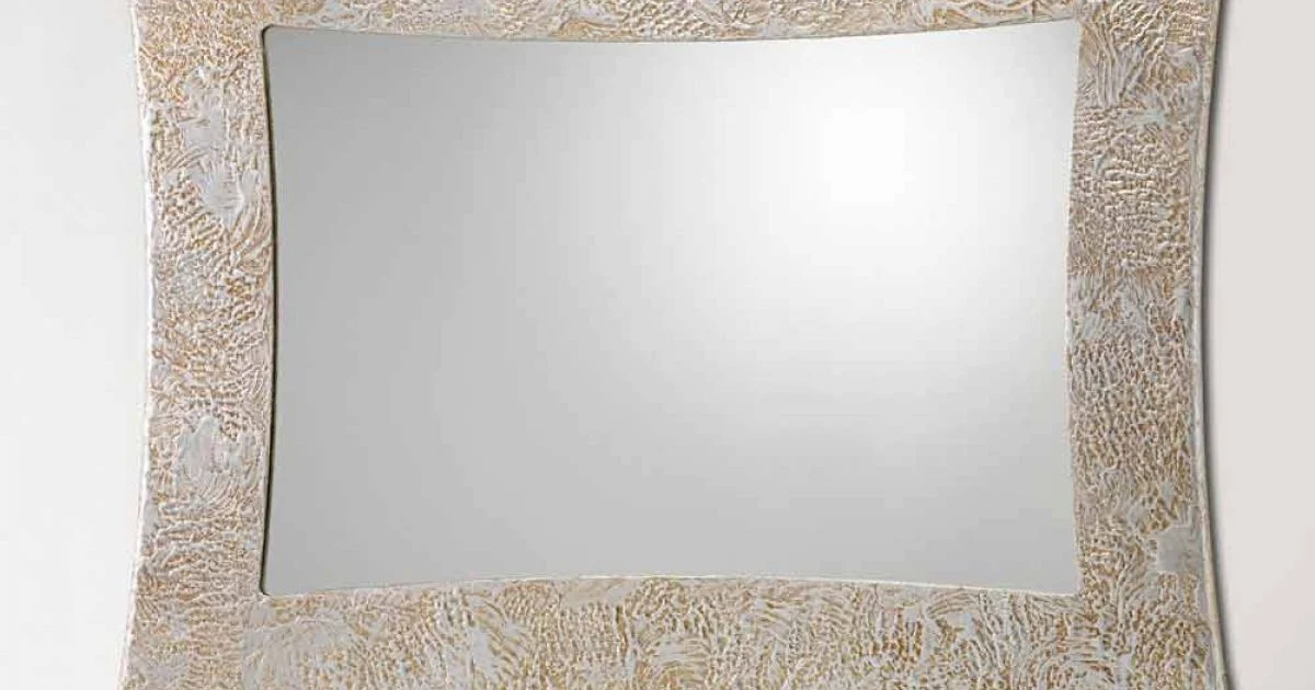 Specchiera di design da parete in resina e foglia argento Venezia