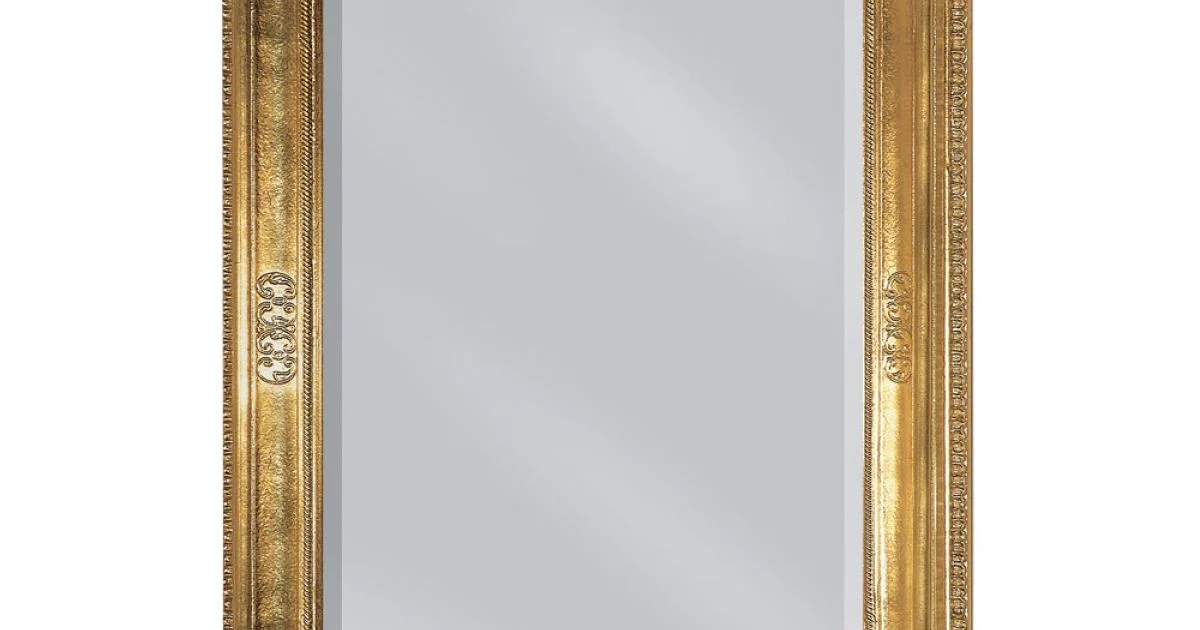 Specchiera Rettangolare in Foglia Oro Leggermente Anticata Made in Italy - Abeona