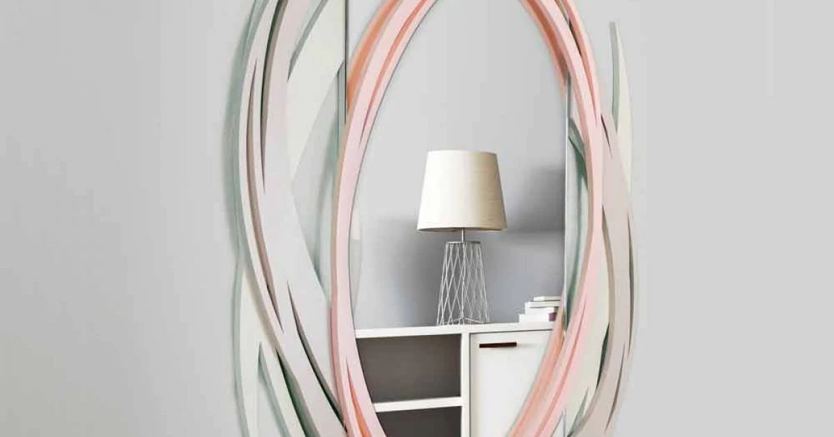Specchio a Muro Moderno dal Design Decorativo in Legno Colorato - Orbita