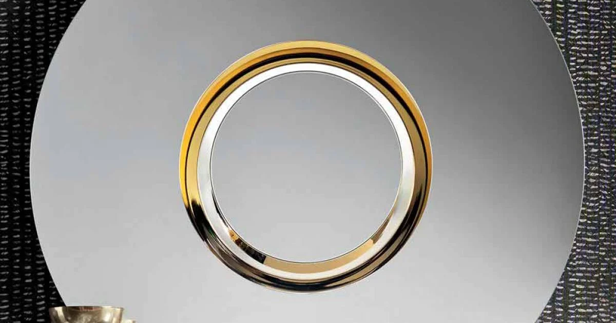 Specchio a Parete Design Tondo in Metallo Dorato, Lusso Made in Italy - Merale