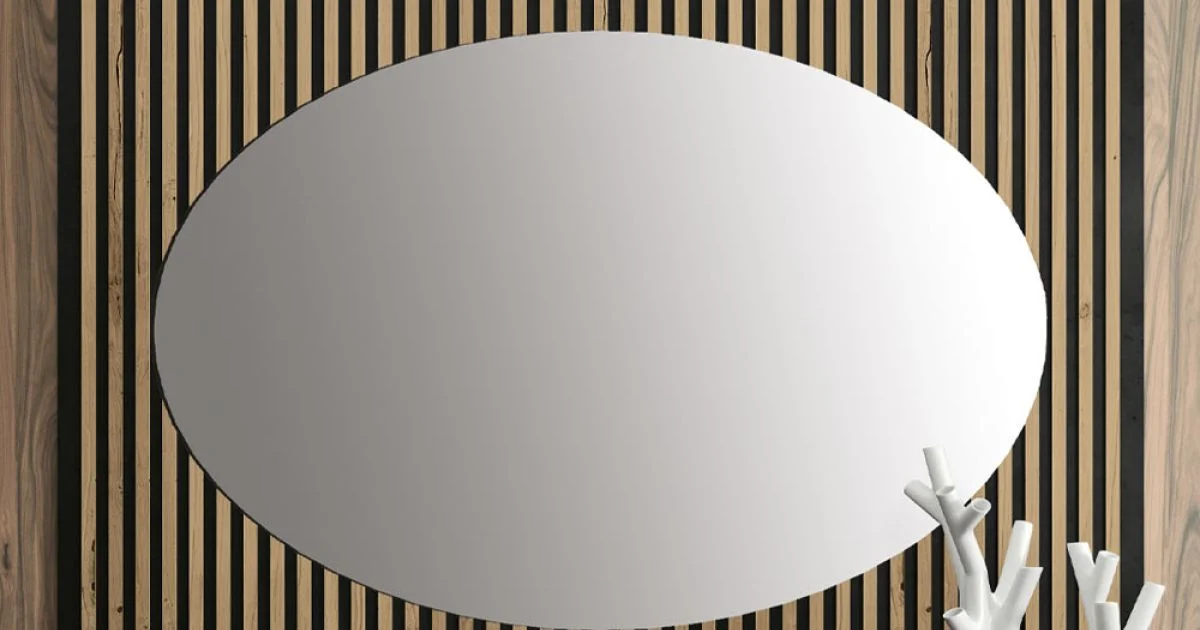 Specchio da Parete Ovale con Supporto a Listelli Verticali Made in Italy - Anne