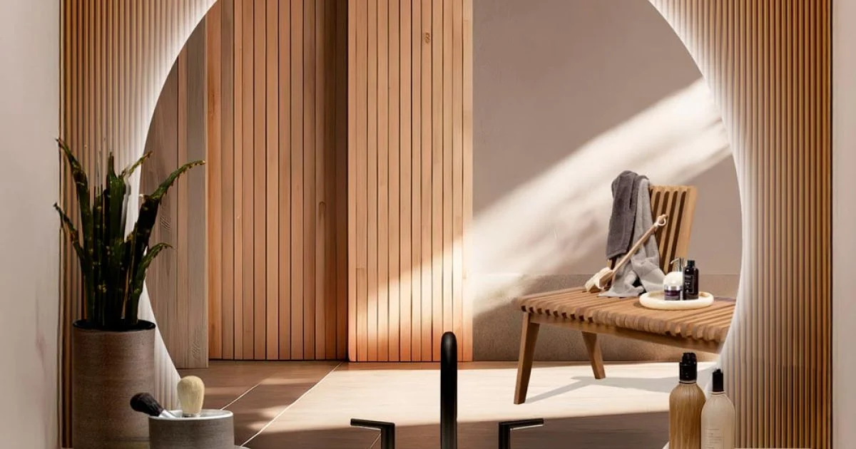 Specchio Retroilluminato con Stripe Led a Luce Continua sulla Parete - Excelsior