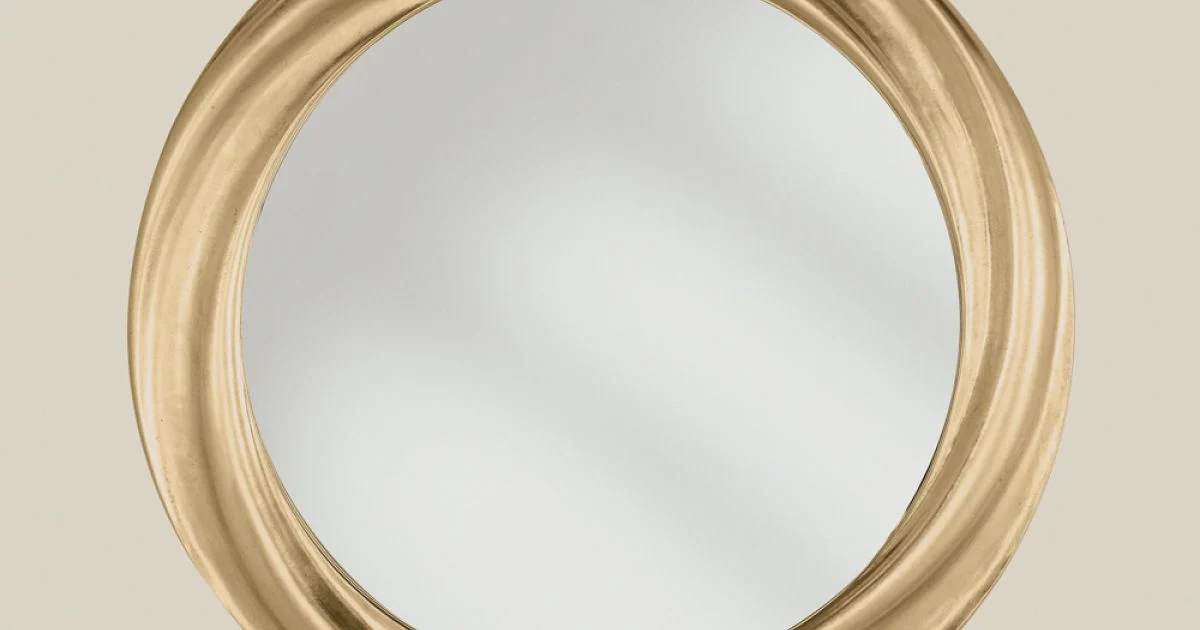 Specchio Rotondo con Cornice in Legno Oro di Lusso Made in italy - Adelin