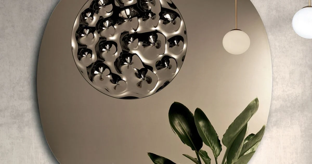 Specchio Sagomato Con Inserto in Vetro Mosso Made in Italy - Adalberta