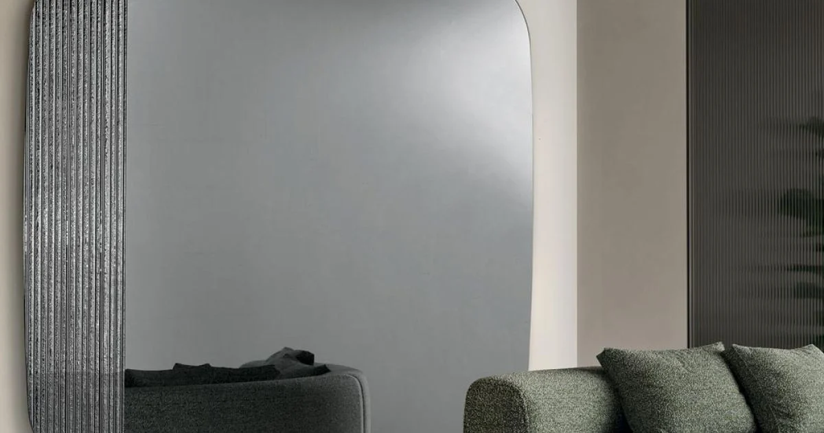 Specchio Sagomato con Inserto Rigato Made in Italy - Alessia