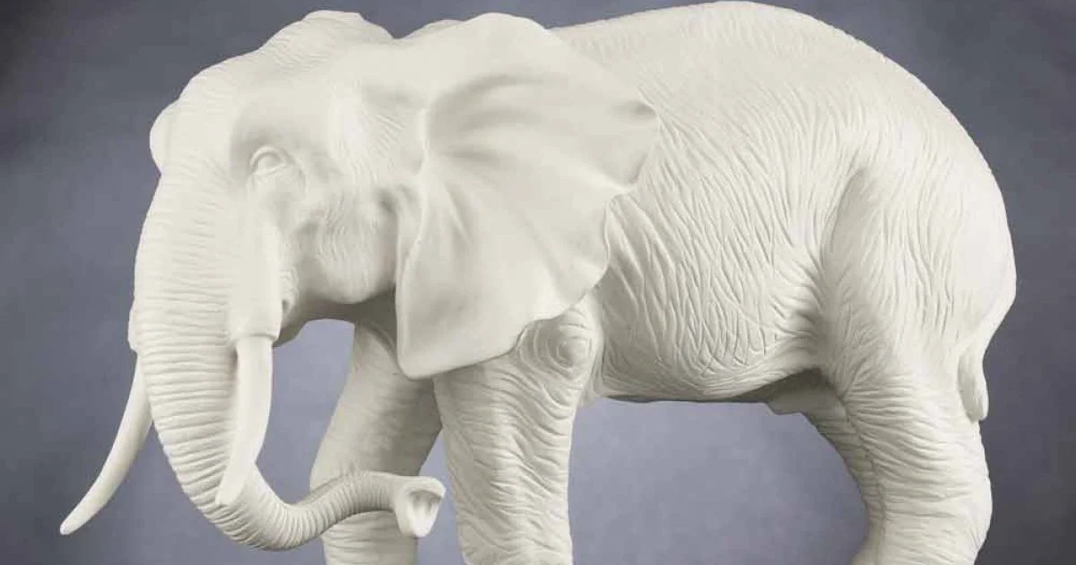Statua a Forma di Elefante in Ceramica Lavorata a Mano Made in Italy - Fante