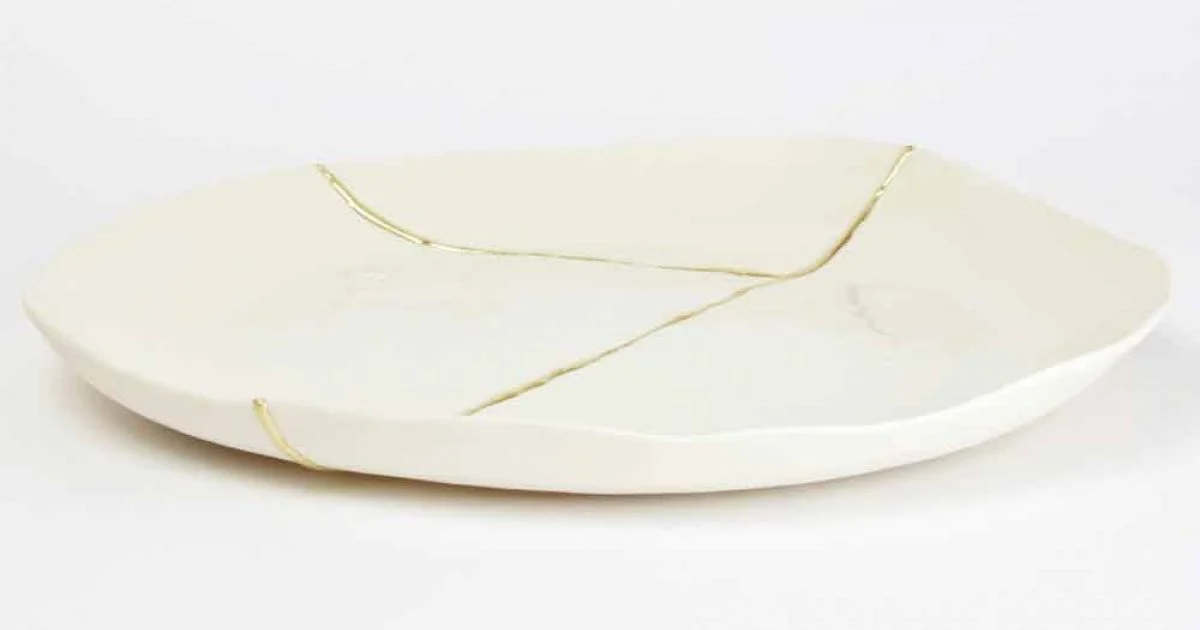 Svuotatasche Rotondo, in Porcellana Bianca e Foglia d'Oro di Design - Cicatroro