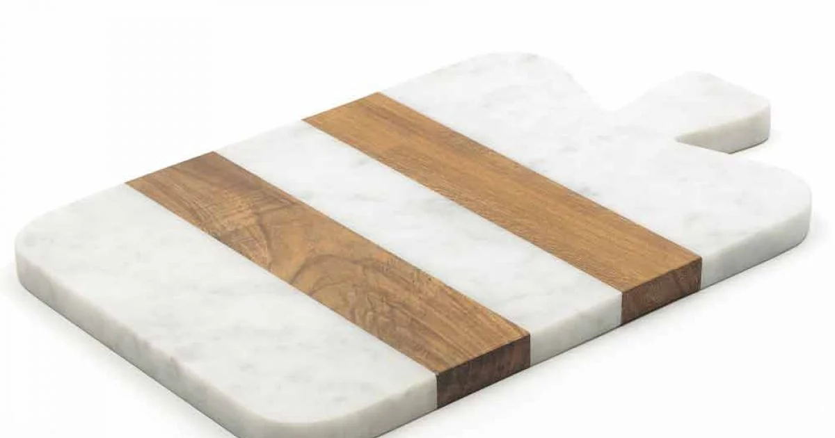 Tagliere di Design in Marmo Bianco di Carrara e Legno Made in Italy - Evea