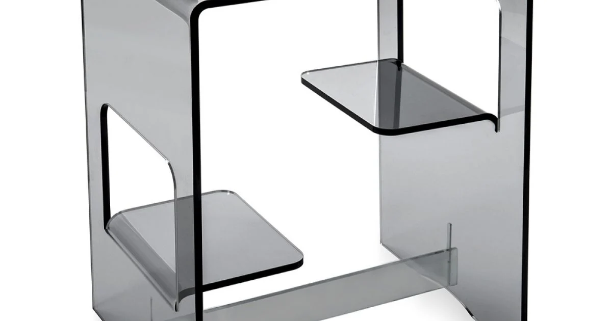 Tavolino Comodino in Plexiglass Trasparente o Fumè Made in Italy - Lollao