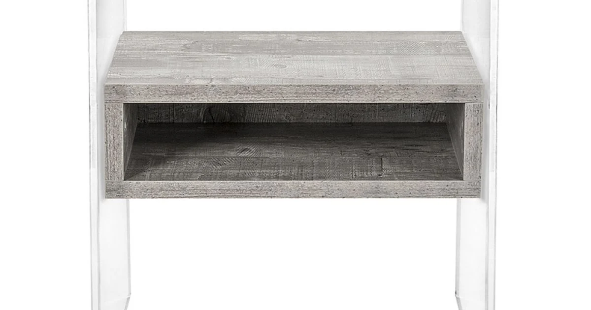 Tavolino Comodino di Design in Plexiglass Trasparente e Legno - Pascoli