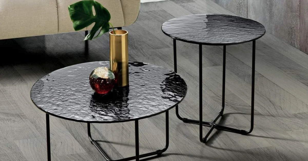 Tavolino con Piano in Specchio e Ceramica Effetto Marmo Made in Italy - Giusta