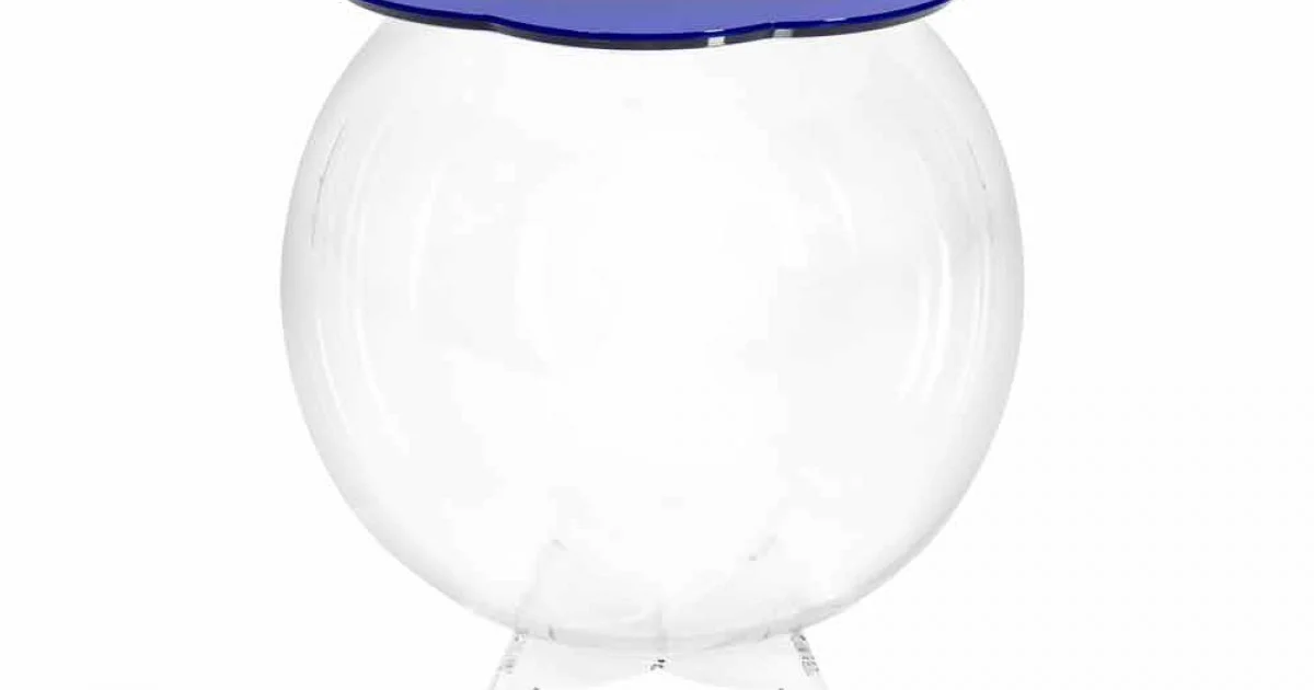 Tavolino / contenitore tondo blu Biffy,design moderno made in Italy