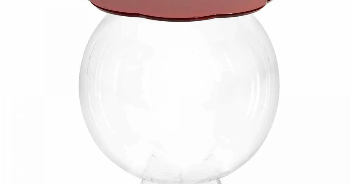 Tavolino / contenitore tondo rosso Biffy,design moderno made in Italy
